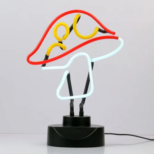Miniatura 6 de Escultura de luz de neón de tubo de vidrio real de 12 V, letrero de neón de hongo para escritorio, decoración de pared hecha a mano, arte de pared