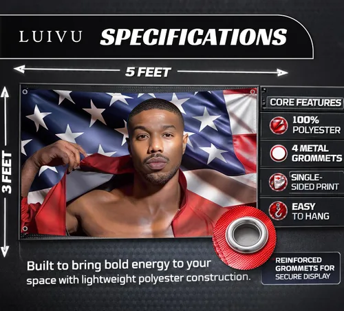 Miniatura 2 de Póster de tapiz de Michael de 3 x 5 pies para colgar en la pared con 4 ojales, decoración de fondo de dormitorio, bandera de poliéster, imágenes