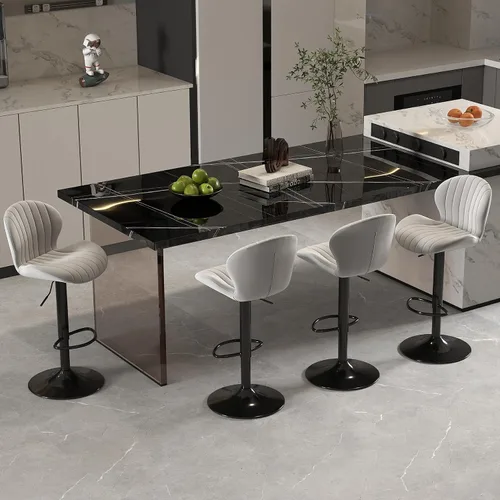 Miniatura 18 de Youhauchair - Juego de 2 taburetes de bar modernos, de terciopelo con altura ajustable y giratorios, sillas de isla de cocina sin brazos con Azul