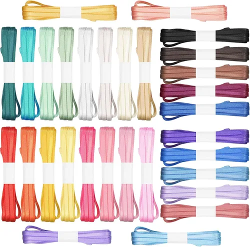 30 cintas finas para hacer lei de 1/8 pulgadas, 164 yardas, satén, multicolor, doble cara, grogrén, manualidades, tela de poliéster para envolver
