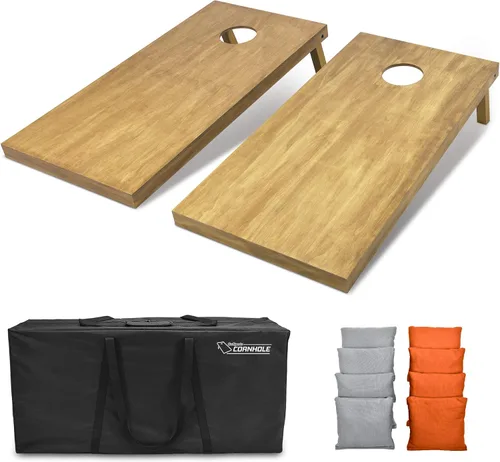 Miniatura 27 de GoSports 4 ft x 2 ft Regulation Size Wooden Cornhole Boards Set with Light Brown Finish - Includes Carrying Case and Bean Bags Negro- gris