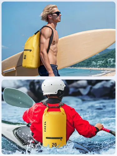 Miniatura 5 de HEETA - Bolsa impermeable con bolsillo frontal con cremallera para mujeres y hombres, 5 L/10 L/20 L/30 L/40 L, mochila de almacenamiento seca
