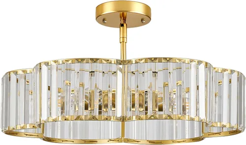 Miniatura 14 de Candelabro pequeño de cristal dorado, lámpara moderna de 3 luces para comedor sobre la mesa, accesorio de iluminación redondo para pasillo