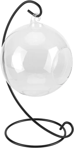 Miniatura 8 de Terrario colgante de vidrio con soporte de metal, maceta geométrica para suculentas, plantas de aire y decoración de interiores