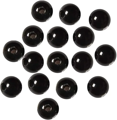 Agujero grande de 0.079 pulgadas de ónix negro liso redondo de 0.394 pulgadas (0.394 in), piedra de energía curativa, cuentas sueltas para