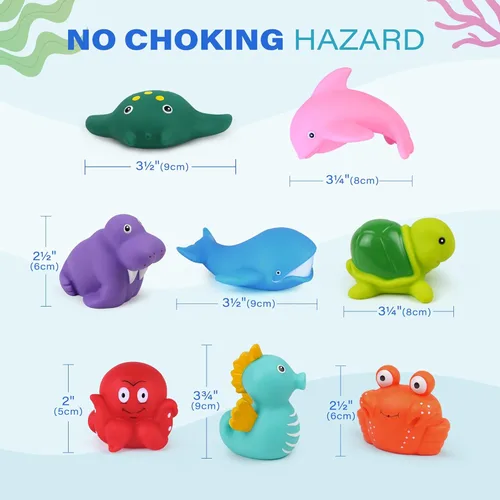 Miniatura 8 de LotFancy Juguete de baño, 8PCS juguetes de baño sin moho para niños de 1 a 3 años, juguetes de baño para bebés sin agujeros para niños pequeños de 2