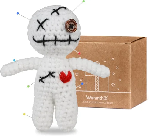 Miniatura 3 de WenmthG Divertida muñeca positiva, regalo de apoyo emocional, linda muñeca de ganchillo de lana con tarjeta positiva, decoración de relleno, adornos