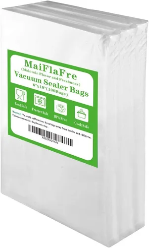 Bolsas selladoras al vacío de 100 pinta de 6 x 10 pulgadas con grado comercial, sin BPA, resistentes. Bolsas selladoras al vacío compatibles con