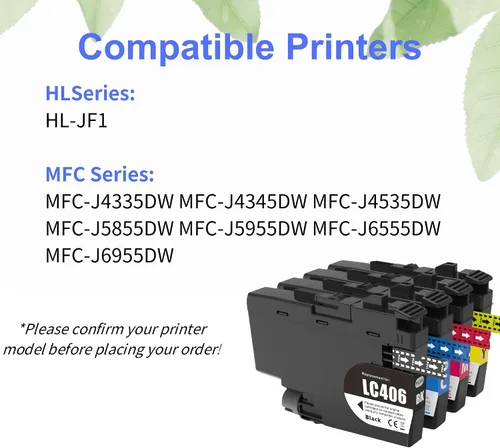 Miniatura 2 de F FINDERS&CO LC406 Cartuchos de tinta para Brother MFC-J4335DW J4345DW J5855DW (1BK 1C 1M 1Y), LC 406 Ink, MFC-J4535DW J5955DW J6555DW J6955DW