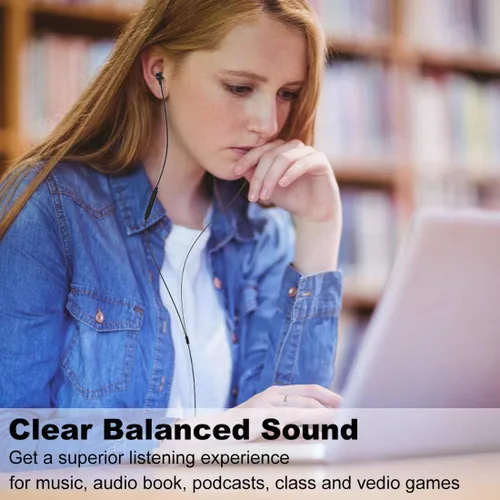 Miniatura 4 de Joymiso - Auriculares sin enredos para niños y mujeres, orejas pequeñas con funda, cómodos auriculares ligeros para la oreja, auriculares de cable