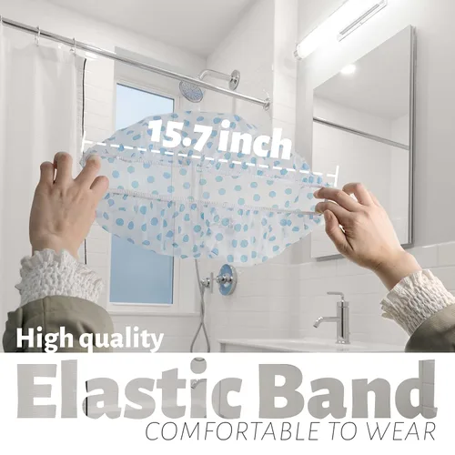 Miniatura 3 de Gorro de ducha, 12 unidades, de plástico, para mujer, reutilizable, impermeable, banda elástica, estampado de flores, para ducha, spa, salón