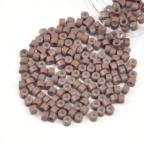 Miniatura 70 de Vlasy 100 Piezas Cuentas de Nano Anillo con Forro de Silicona para Extensiones de Cabello Humano con Nano Anillo 5 Colores Opcionales (Negro)