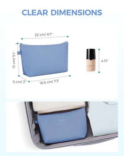 Miniatura 3 de WANDF Bolsa de cosméticos para mujer, bolsa de maquillaje, mini bolsa de maquillaje para bolso, resistente al agua, regalo para niñas (M-azul)