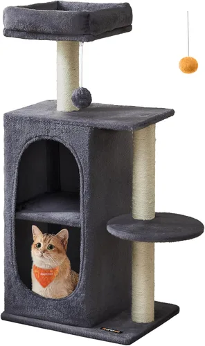 Feandrea - Árbol para gatos, torre pequeña para gatos de interior, cuevas de felpa con percha, postes para arañar, para espacios pequeños, gatitos,
