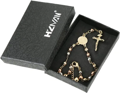 Miniatura 64 de HZMAN Pulsera de cruz con cuentas de rosario virgen de Guadalupe ajustable para mujer, regalo de joyería