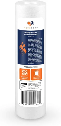 Miniatura 8 de Aquaboon Filtro de Sedimentos de 5 Micrones 10 x 2.5 - Repuesto de Filtro de Agua para Toda la Casa Compatible con Filtros de Agua de Pozo - P5