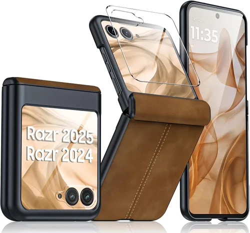 Miniatura 64 de para Samsung Galaxy Z Flip 7 Funda con protección de bisagras y protector de pantalla incorporado, funda de cuero mate de policarbonato ultradelgada