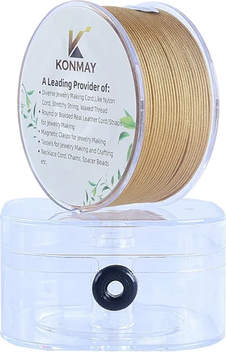 Miniatura 15 de KONMAY - Hilo de nylon negro de 0.6mm con estuche para pulseras, cordón de nailon satinado trenzado de 190 yardas para hacer joyería, encordar