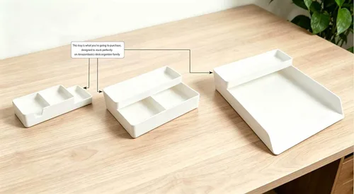 Miniatura 7 de Amazon Basics Organizador de escritorio de plástico - Medio bandeja accesoria, blanco 2-Blanco