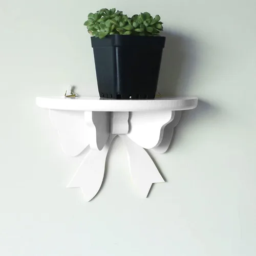 Miniatura 4 de DOITOOL Estante flotante de madera montado en la pared, estante de almacenamiento de semicírculo de mariposa de estilo nórdico para pared, estantes