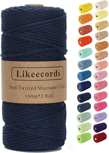 Miniatura 6 de Cordón de macramé, cuerda de algodón de 0.118 in x 328 pies, cuerda de algodón blanco natural para manualidades, tejer, colgar plantas, decoración