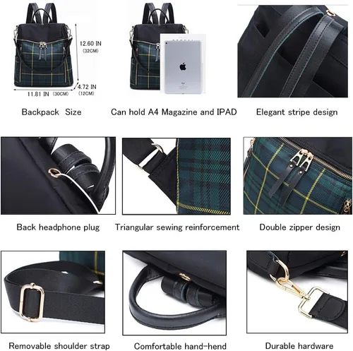 Miniatura 4 de zhongningyifeng Mochila impermeable para mujer, ligera, a la moda, casual, de viaje, bolsa de hombro