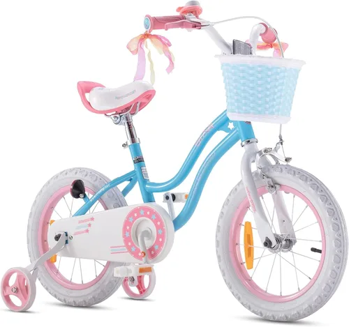 Miniatura 26 de Royalbaby Stargirl Bicicleta infantil de aventura al aire libre con soporte, asiento ajustable y cesta, 18 pulgadas, rosa [3] Rojo coral