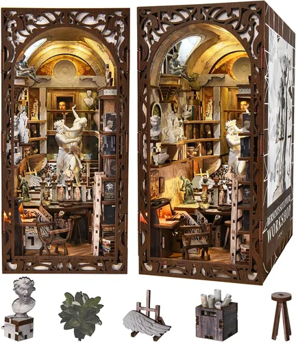 CCCDF Kit de rincón de libros, rompecabezas de madera 3D para adultos, adolescentes, kit de bricolaje en miniatura para casa de muñecas, soporte