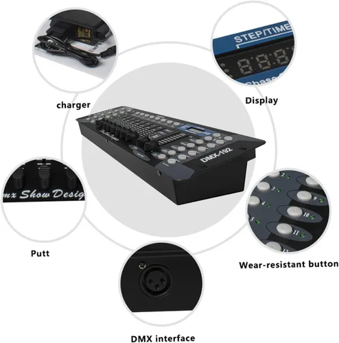 Miniatura 2 de SHEHDS Controlador de DJ 192 DMX Pantalla LCD Controlador DMX Equipo de DJ Controlador de luz de escenario, Luces Par, Luces de cabeza móvil, Pubs