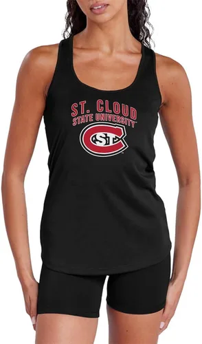 Miniatura 71 de Camiseta deportiva sin mangas oficial de NCAA Collegiate para mujer, con espalda cruzada, colección con logotipo primario