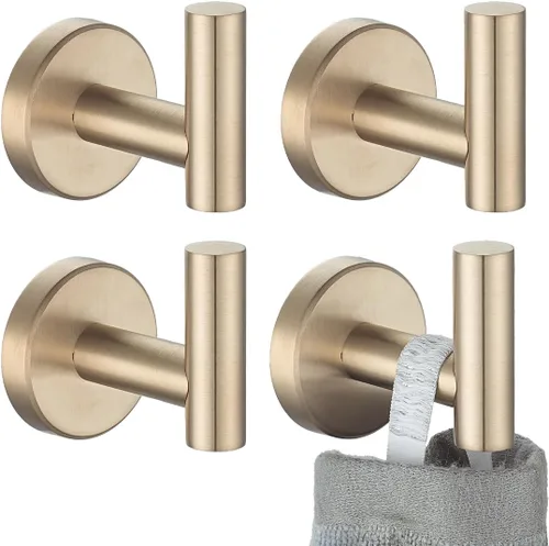 Miniatura 17 de JQK Gancho de toalla de baño cromado, gancho para abrigo/albornoz de acero inoxidable 304 para baño, cocina, garaje, montado en la pared