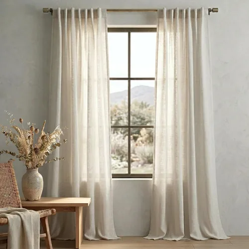 Miniatura 101 de Cortinas de lino azul claro de 90 pulgadas de largo para sala de estar, dormitorio de niñas, guardería, decoración acogedora de verano, bolsillo