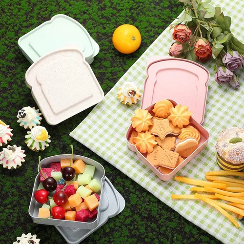 Miniatura 5 de NADUSEP Contenedores para sándwich, 2 unidades, caja de sándwiches, almacenamiento de alimentos, soporte en forma de tostada, de plástico