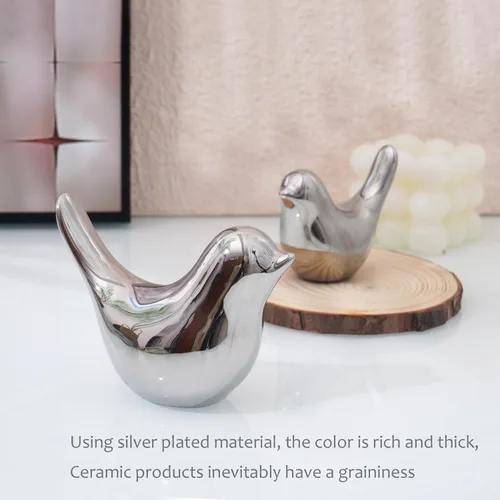 Miniatura 2 de Estatuas de pájaros de plata Notakia, decoración del hogar, estilo moderno, adornos decorativos para decoración de mesa plateada, sala de estar, 2