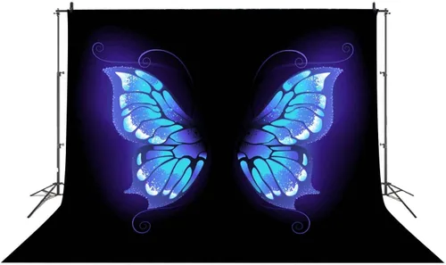 Miniatura 10 de Fondo de fotos de retrato de ensueño con alas de mariposa azul para fotografía de vinilo de 5 x 3 pies para eventos, decoración de fiesta, telón