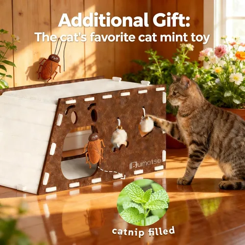 Miniatura 4 de Cueva de fieltro para gatos de interior, túnel modular escondite para gatos grandes de hasta 22 libras, acogedor condominio de fieltro lavable