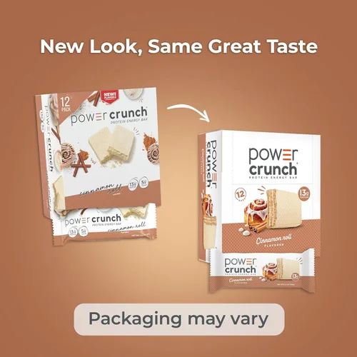 Miniatura 7 de Barritas de gofre de proteína Power Crunch, snacks altos en proteínas con delicioso sabor, rollo de canela, 1.4 onzas (12 unidades)