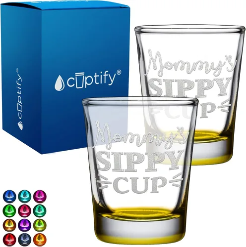 Miniatura 9 de Cuptify Regalos para baby shower, para la nueva mamá, EST 2023, 2 onzas, con fondo negro, juego de 2 vasos grabados para fiesta, regalo
