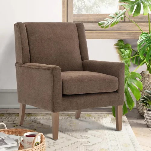 Miniatura 3 de COLAMY Juego de 2 sillas modernas con respaldo alto tipo wingback para sala de estar, sillón de acento tapizado en tela, silla de sofá individual