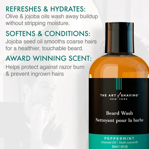 Miniatura 2 de The Art of Shaving Beard Wash - Deja el cabello limpio y suave, elimina la suciedad, el aceite y las impurezas, menta, 4 onzas líquidas