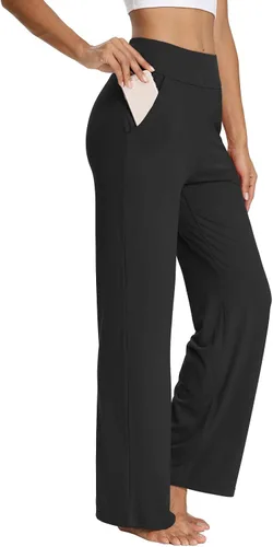 Miniatura 3 de Sarin Mathews Pantalones de yoga para mujer, corte de bota, holgados, cómodos, de pierna ancha, pantalones de entrenamiento con bolsillos