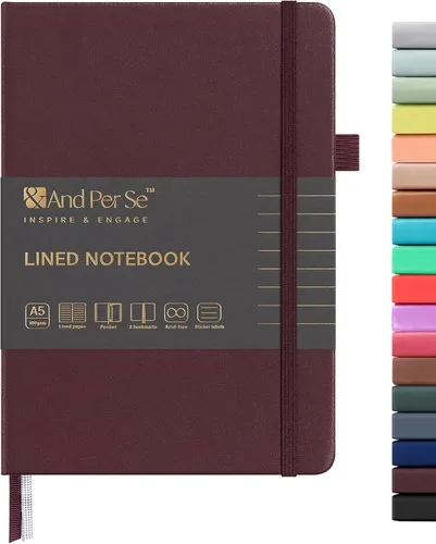 Miniatura 54 de &And Per Se - Cuaderno en blanco, 160 páginas, 5.7 x 8 pulgadas, cuaderno de rayas estrechas con papel grueso para escribir, cuaderno de tapa dura