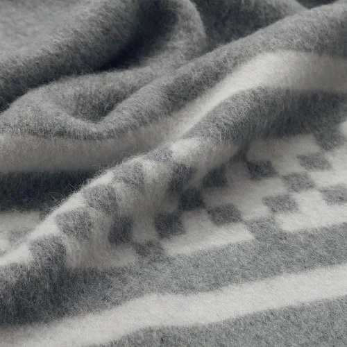 Miniatura 8 de Manta gruesa de lana de alpaca para acampar al aire libre o uso en interiores, diseño étnico, suave lana peruana de alpaca disponible en tamaño Gris
