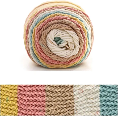 Miniatura 19 de Hilo de color de algodón para tartas, hilo multicolor arcoíris para tejer y tejer a ganchillo, 2 bolas de 7.05 oz, 45% algodón, 55% acrílico, hilo