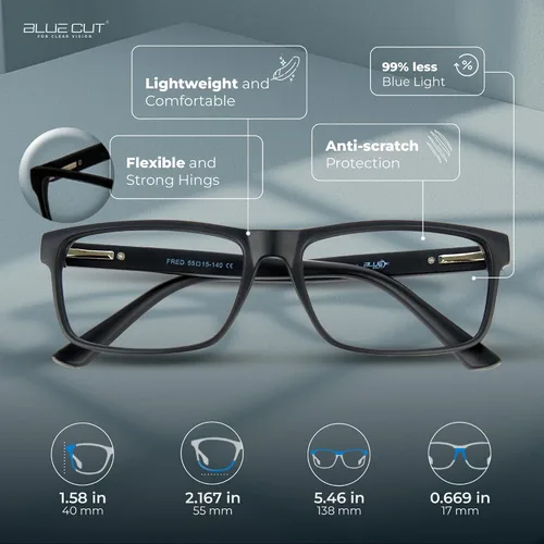 Miniatura 3 de BLUE CUT - Gafas de bloqueo de luz azul para hombres y mujeres – Anteojos antifatiga para computadora y juegos para reducir la fatiga ocular, negro