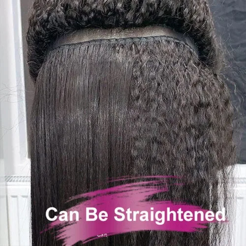 Miniatura 7 de GOLFMAX Yaki Straight Human Hair Wig For Black Women Natural Kinky Straight 13x4 Lace Front Wigs Human Hair 18 Inch kinkycurly human hair wig