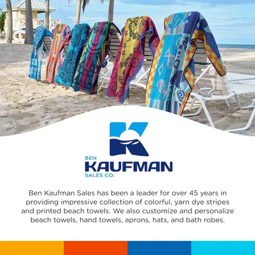 Miniatura 5 de Kaufman - Toallas de playa suaves de gran tamaño a granel Toallas de rizo de algodón impresas a granel de 30 x 60 pulgadas Toallas gruesas 100%