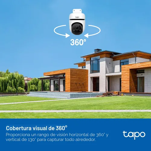 Miniatura 4 de Tapo Cámara Wi-Fi de seguridad con cable 1080P para exteriores, vista de 360°, seguimiento de movimiento, funciona con Alexa y Google Home, visión