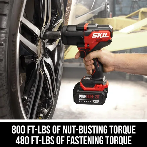 Miniatura 2 de SKIL PWR CORE 20 Kit de llaves de impacto de par medio de 20 V 1/2 pulgadas sin escobillas que incluye batería de 4.0 Ah y cargador automático