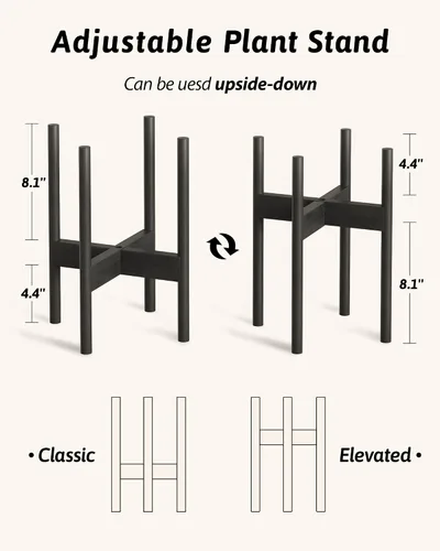 Miniatura 4 de GENTINGBRO Soporte ajustable para plantas de interior, soporte de bambú para plantas de 8, 9, 10, 11, 12 pulgadas, soporte de esquina pequeño
